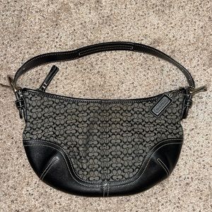COACH VINTAGE Mini C Signature Black Hobo Handbag Canvas and Leather